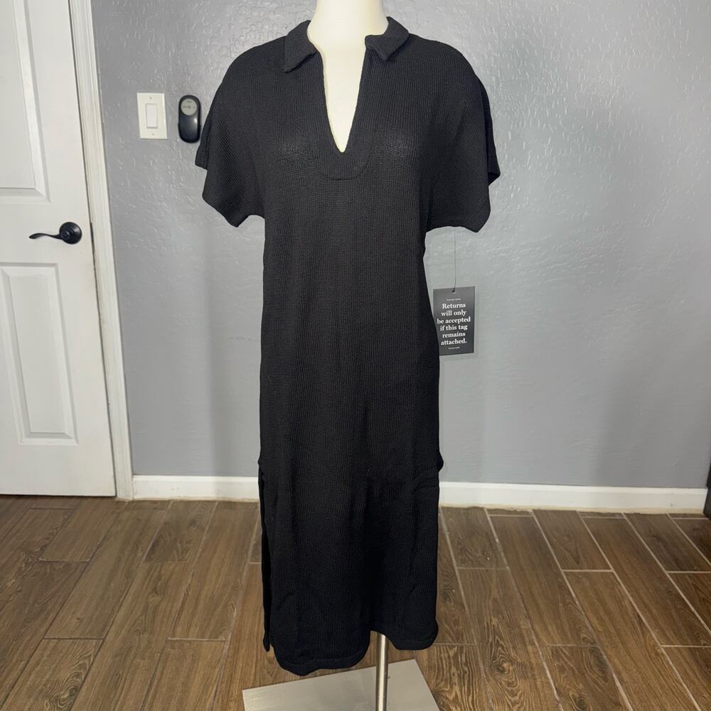 POMANDER PLACE Black Knit Maren Polo Dress, XS/S